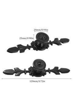 Y&D Pull Handle Door Knob, 4 Pcs Vintage Style Knob Back Plate for Home Furniture Drawer Cabinet Dresser Closet Wardrobe Cupboard with Screw, Black  - Image 2