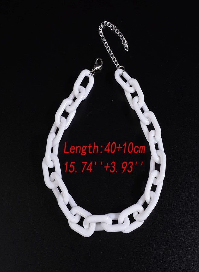 YERTTER Boho Long White Acrylic Link Chain Choker Resin Chunky Link Chain Women Statement Choker Lightweight Chain - Image 4