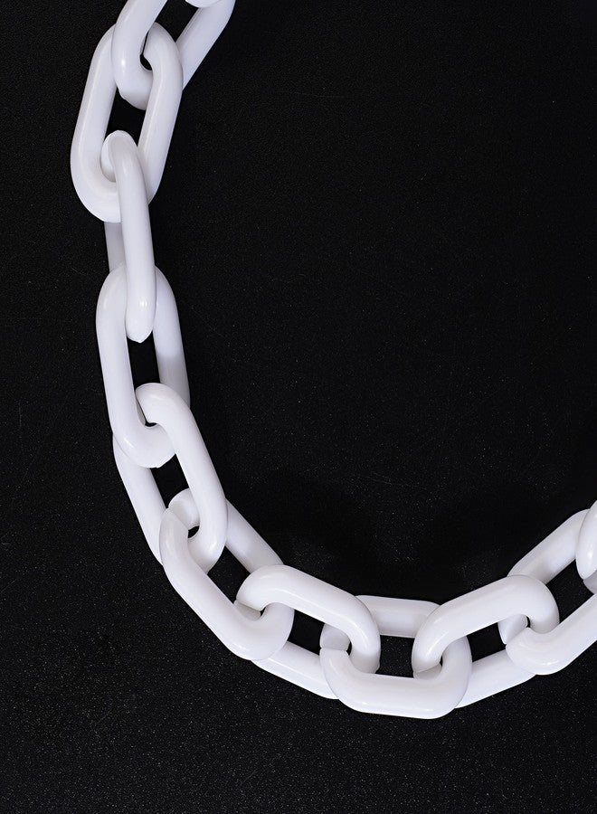 YERTTER Boho Long White Acrylic Link Chain Choker Resin Chunky Link Chain Women Statement Choker Lightweight Chain - Image 5