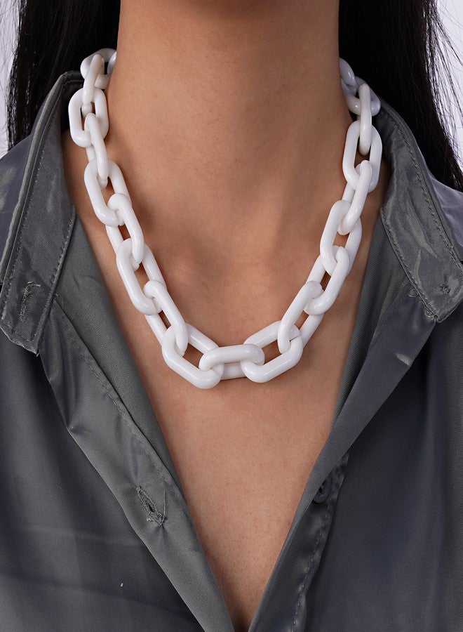YERTTER Boho Long White Acrylic Link Chain Choker Resin Chunky Link Chain Women Statement Choker Lightweight Chain - Image 1