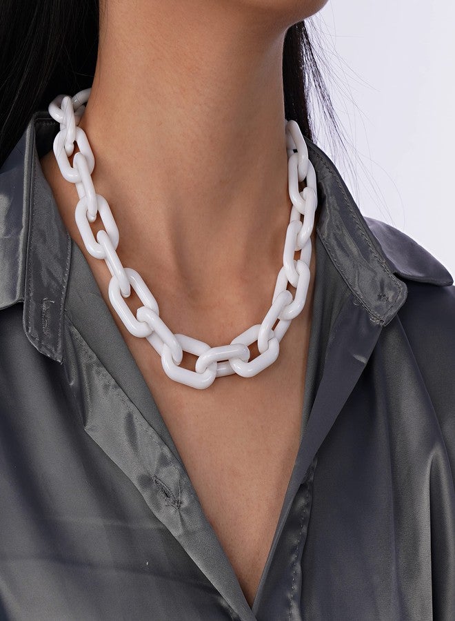 YERTTER Boho Long White Acrylic Link Chain Choker Resin Chunky Link Chain Women Statement Choker Lightweight Chain - Image 3