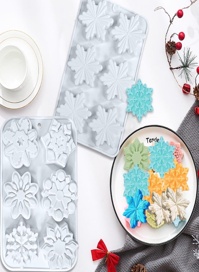 AUOCATTAIL 2 Pcs Christmas Snowflake Silicone Candle Soap Molds Chocolate Candy Cookie Pans Cookie Tray Baking Molds Party Holiday Candle Bath Bomb Mold Decoration Supplies - Image 3
