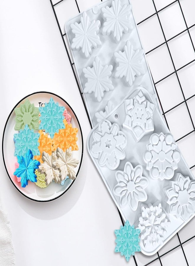 AUOCATTAIL 2 Pcs Christmas Snowflake Silicone Candle Soap Molds Chocolate Candy Cookie Pans Cookie Tray Baking Molds Party Holiday Candle Bath Bomb Mold Decoration Supplies - Image 5