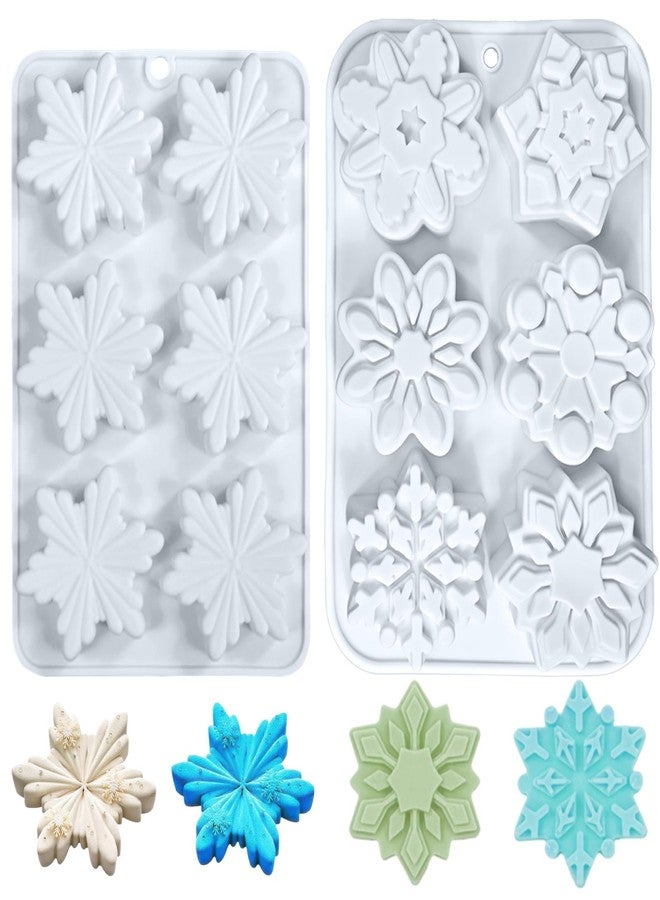 AUOCATTAIL 2 Pcs Christmas Snowflake Silicone Candle Soap Molds Chocolate Candy Cookie Pans Cookie Tray Baking Molds Party Holiday Candle Bath Bomb Mold Decoration Supplies - Image 1