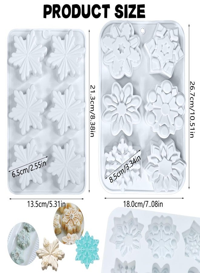 AUOCATTAIL 2 Pcs Christmas Snowflake Silicone Candle Soap Molds Chocolate Candy Cookie Pans Cookie Tray Baking Molds Party Holiday Candle Bath Bomb Mold Decoration Supplies - Image 2