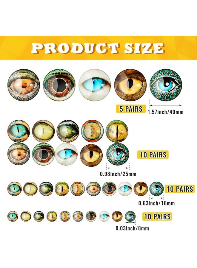 Zomiboo 70 Pcs 40/25/16/8 Mm Large Assorted Dragon Glass Eyes Mixed Printed Cabochon Animal Eyes 4 Sizes Cabochons For Doll Props Craft Diy Jewelry Making Toys Supplies(Modern Style) - Image 2