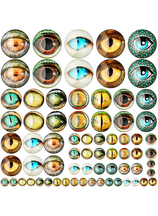 Zomiboo 70 Pcs 40/25/16/8 Mm Large Assorted Dragon Glass Eyes Mixed Printed Cabochon Animal Eyes 4 Sizes Cabochons For Doll Props Craft Diy Jewelry Making Toys Supplies(Modern Style) - Image 1