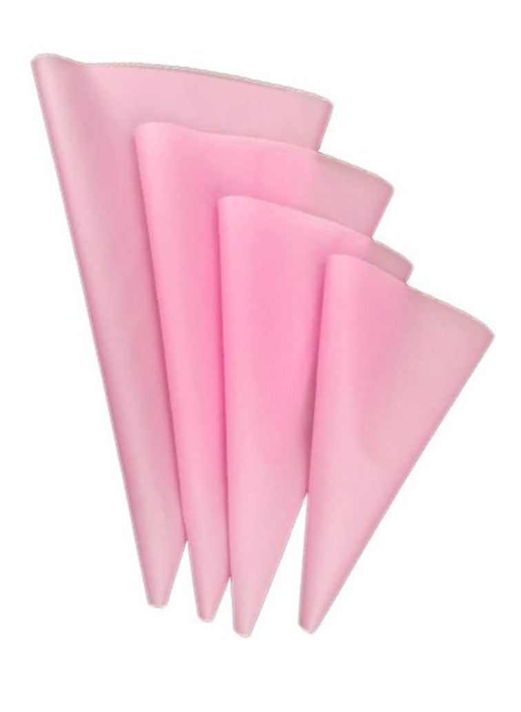 إسكدنيا مجموعة ملعقات الطبق الفرنسي القابلة للاستخدام مجددًا بأربعة أحجام، ملعقات التزيين الكعكة للمطبخ والخبز (وردي) - Image 1