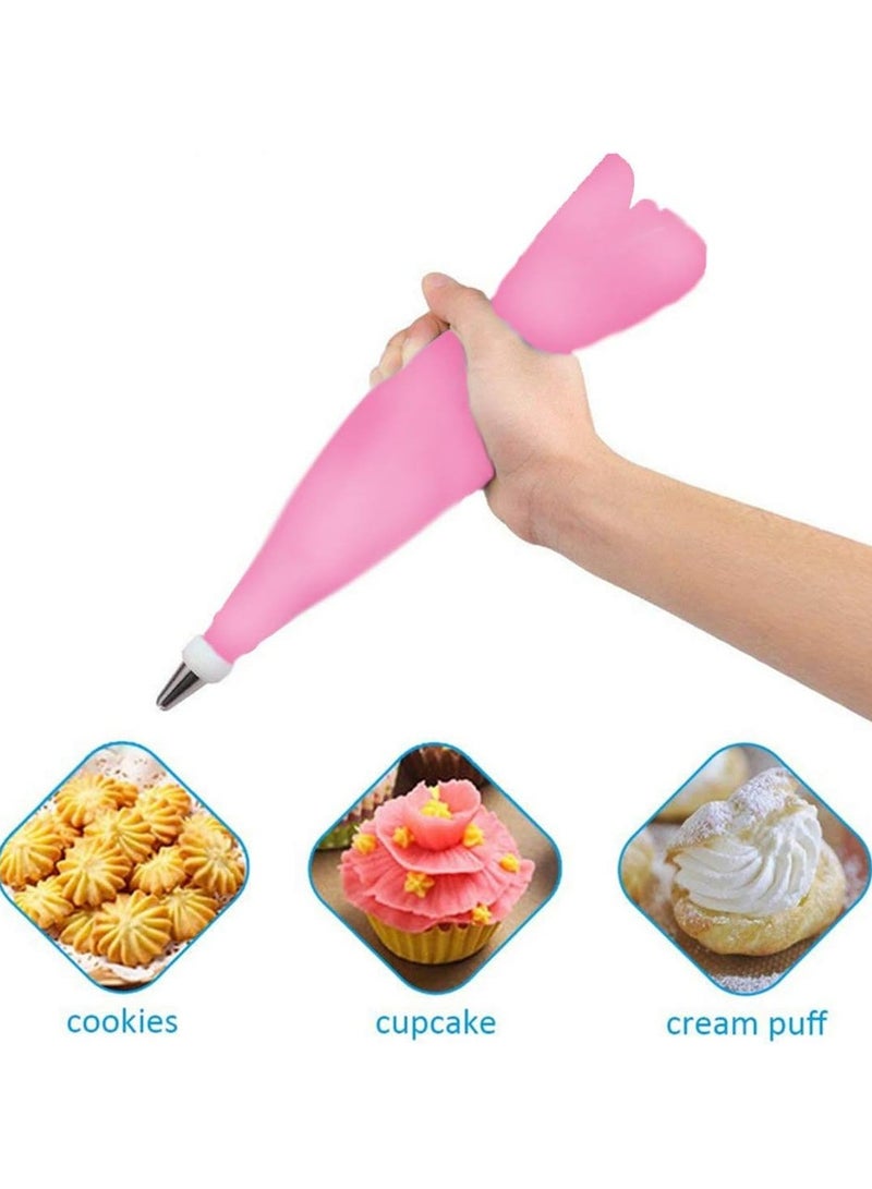 إسكدنيا مجموعة ملعقات الطبق الفرنسي القابلة للاستخدام مجددًا بأربعة أحجام، ملعقات التزيين الكعكة للمطبخ والخبز (وردي) - Image 5