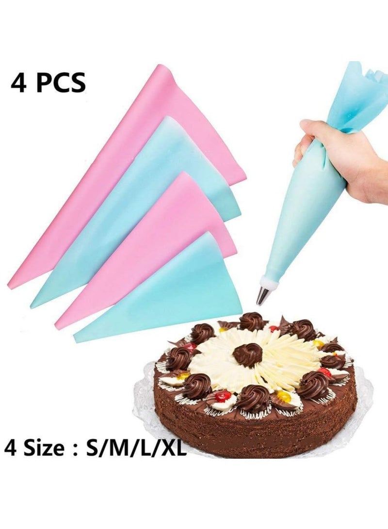 إسكدنيا مجموعة ملعقات الطبق الفرنسي القابلة للاستخدام مجددًا بأربعة أحجام، ملعقات التزيين الكعكة للمطبخ والخبز (وردي) - Image 3