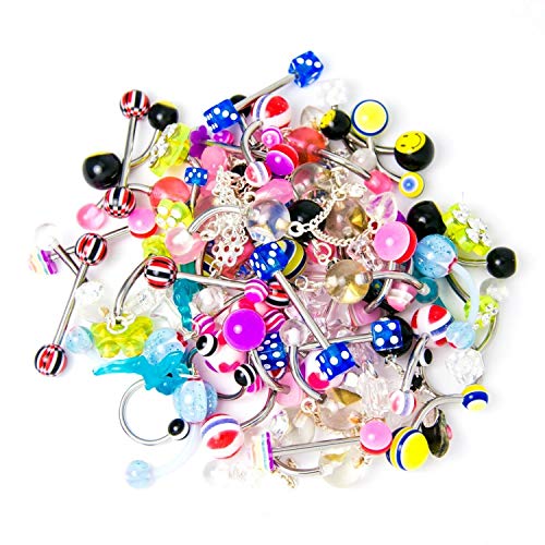 BodyJ4You 120PC Body Piercing Random Jewelry Kit - CBR BCR Rings Barbells Studs Screws Curved Bars - Belly Button Cartilage Tragus Nose Septum Tongue - 14G 16G 18G Steel Bulk Mix - Image 5