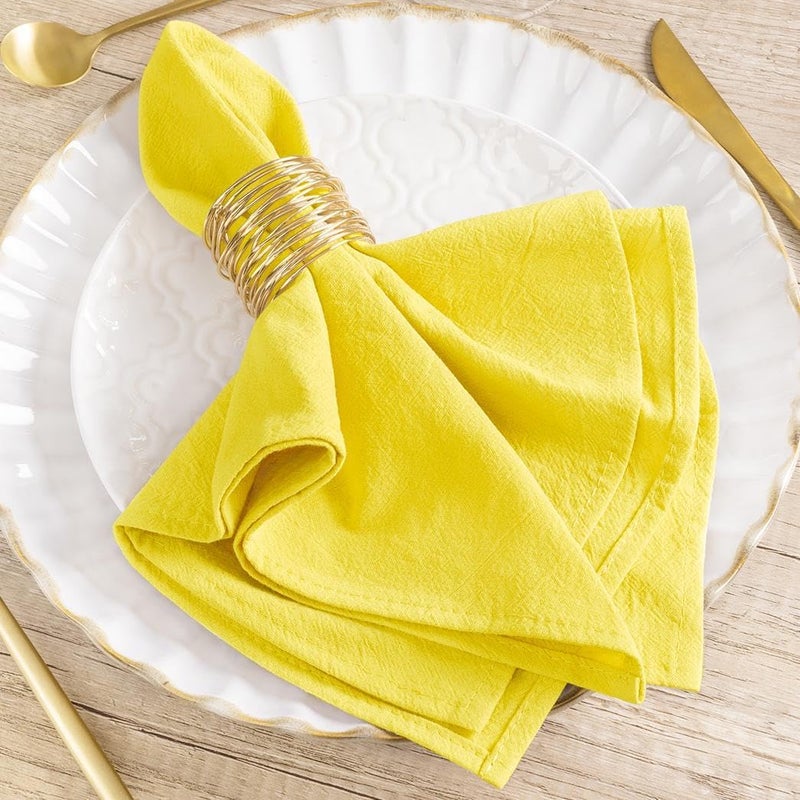 MLMW Cloth Napkins Set of 8 Yellow Linen Dinner Cotton Napkins Cloth Bulk Washable 1616 for Wedding Party Baby Bridal Shower Birthday Table Decorations - Image 1