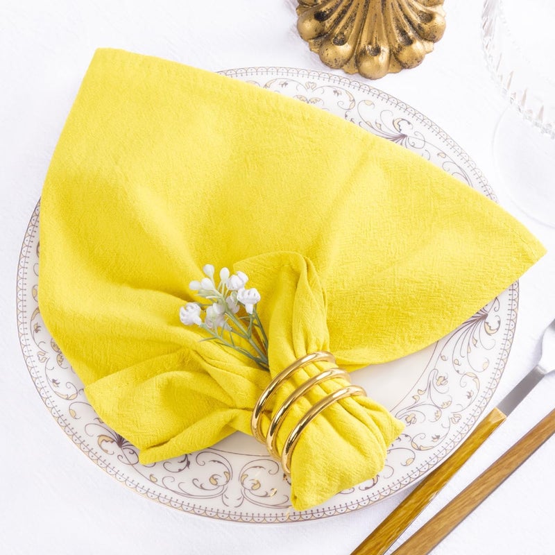 MLMW Cloth Napkins Set of 8 Yellow Linen Dinner Cotton Napkins Cloth Bulk Washable 1616 for Wedding Party Baby Bridal Shower Birthday Table Decorations - Image 3