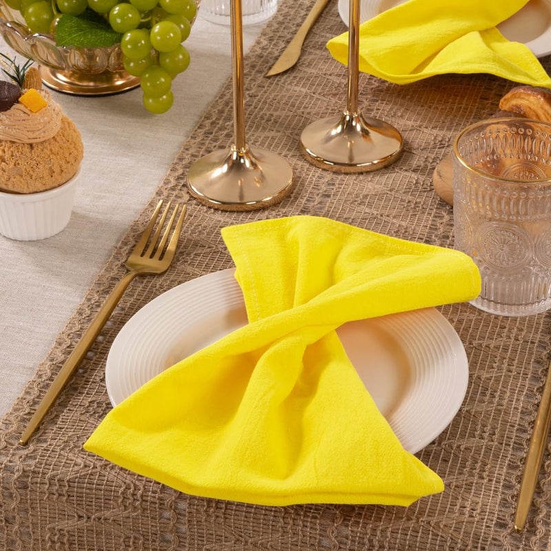 MLMW Cloth Napkins Set of 8 Yellow Linen Dinner Cotton Napkins Cloth Bulk Washable 1616 for Wedding Party Baby Bridal Shower Birthday Table Decorations - Image 5