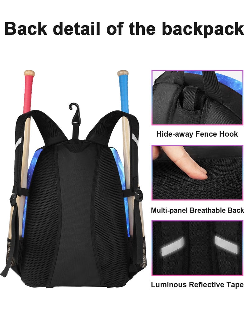 MATEIN Softball Bag for Boys, Large Youth Baseball Baackpack Holds 4 Bat with Fence Hook & Shoe Compartment, Softball Catchers Gear Backpack for Adults Fit Batting Glove, Helmet, Baseball Gifts - Image 4