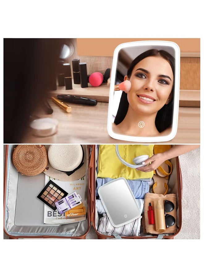 6.6×9.4 Inch Touch Control LED Makeup Mirror, 3 Color Dimmable Lighted Vanity Mirror with Built-in 2400mAh Rechargeable Battery, Foldable Portable Cosmetic Mirror for Bedroom, Travel & Daily Makeup - Image 5