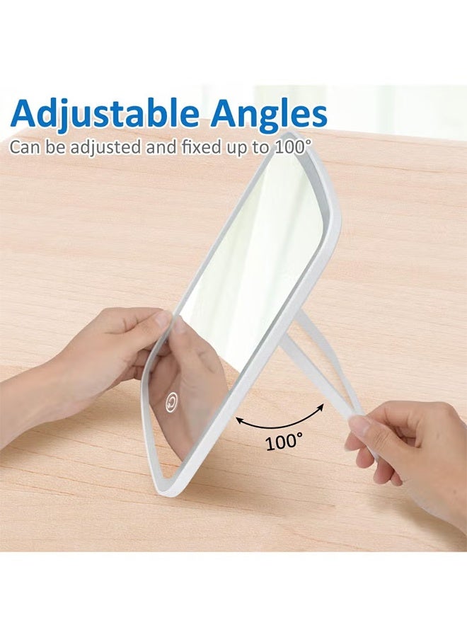 6.6×9.4 Inch Touch Control LED Makeup Mirror, 3 Color Dimmable Lighted Vanity Mirror with Built-in 2400mAh Rechargeable Battery, Foldable Portable Cosmetic Mirror for Bedroom, Travel & Daily Makeup - Image 3