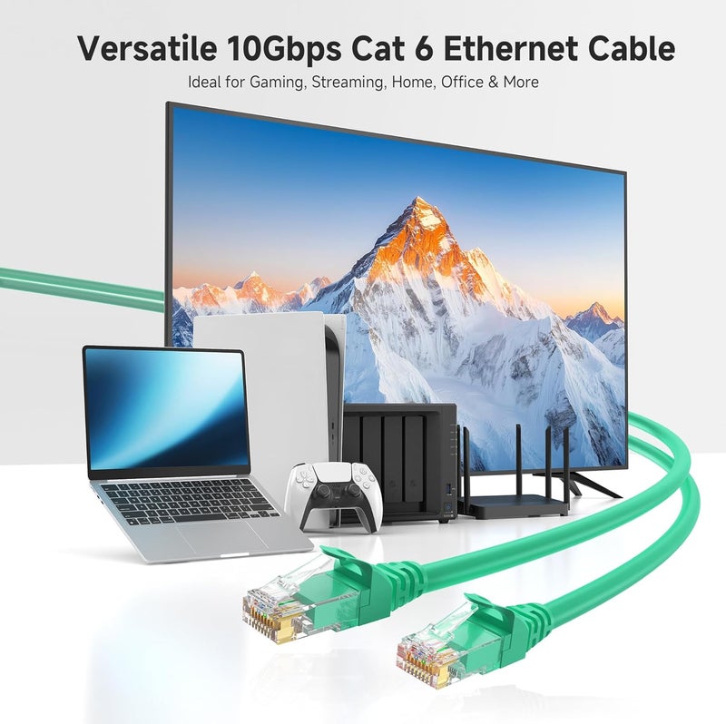 Cable Matters 10Gbps Snagless Short Cat 6 Ethernet Cable - 3ft, Cat 6 Cable, Cat6 Cord, Ethernet Cord, Green - Image 2