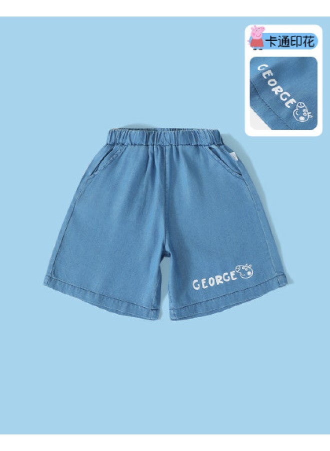 Peppa Pig summer Boys' Lightweight Tencel Denim Casual Shorts - Soft, Breathable Baby Pants - Image 1