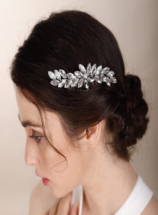 BERYUAN Green 1 Color Crystal Hair Comb Slide for Brides Wedding Handmade Hair Accessories for Women Girls - Image 4