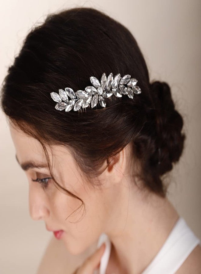 BERYUAN Green 1 Color Crystal Hair Comb Slide for Brides Wedding Handmade Hair Accessories for Women Girls - Image 5