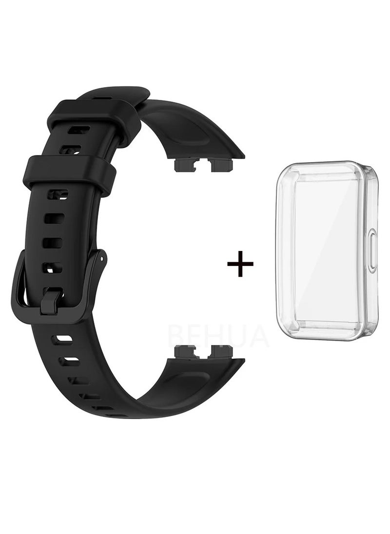 HW Silicone Watchband For Huawei Band 8 Huawei Band 9 Strap SmartWatch WristbandBracelet Wriststrap Sport Replacement，Transparent Protective Shell  - Image 1