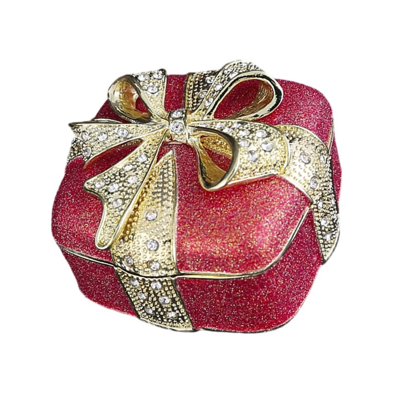 Rhinestone Studded Bowknot Jewelry Box Sturdy Metal Display Case Color B - Image 5