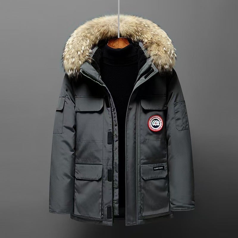 Men'S Down Jacket Men'S White Duck Down Tooling Thickened Youth Fashionable Casual Winter Warm Jacket For Men And Women Couple - Image 2