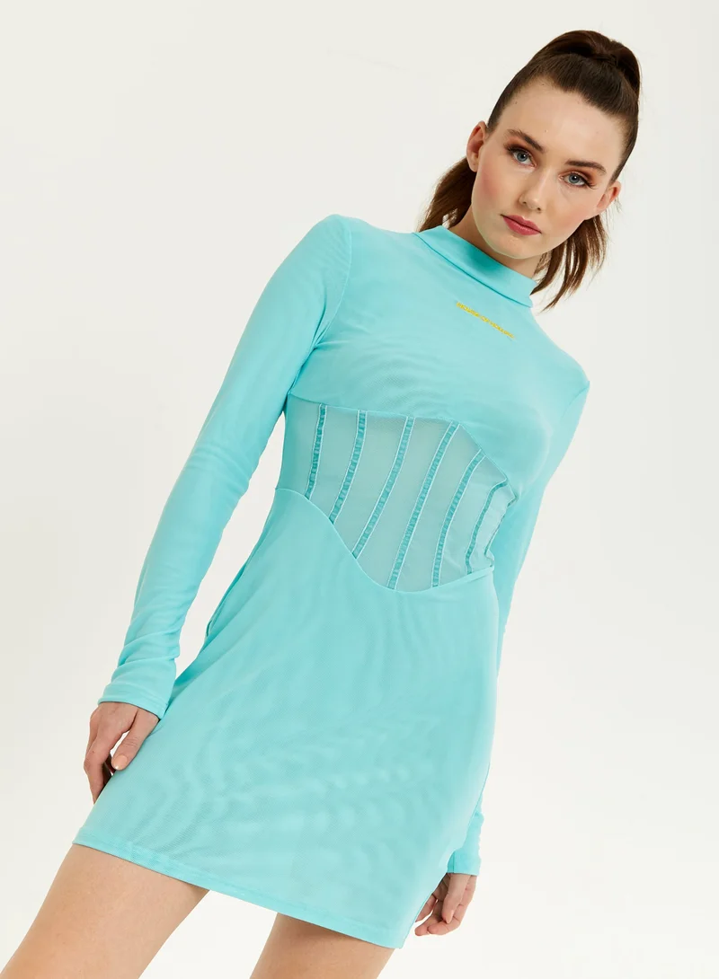 Blue High Neck Corset Dress