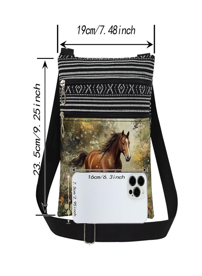 XiaoGalaee Horse Print Crossbody Bag Floral Horse Print Purse Adjustable Unisex Messenger Bags with Zipper Closure Outdoor Adventures & Artistic Birthdays Gift - Image 4