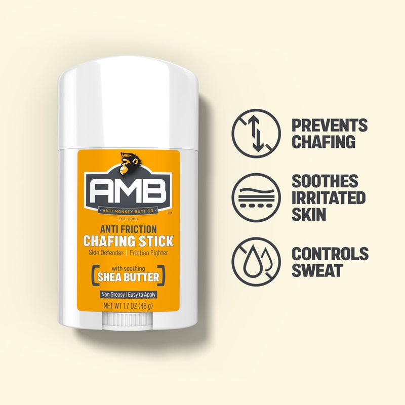 Anti Monkey Butt Anti-Chafing Stick - Mess-Free, Easy Glide Application with Shea Butter & Almond Oil - Prevents & Soothes Thigh, Chest, Bra Line, & Underarm Chafing - 1.7 oz - Image 2
