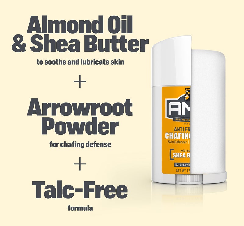 Anti Monkey Butt Anti-Chafing Stick - Mess-Free, Easy Glide Application with Shea Butter & Almond Oil - Prevents & Soothes Thigh, Chest, Bra Line, & Underarm Chafing - 1.7 oz - Image 3