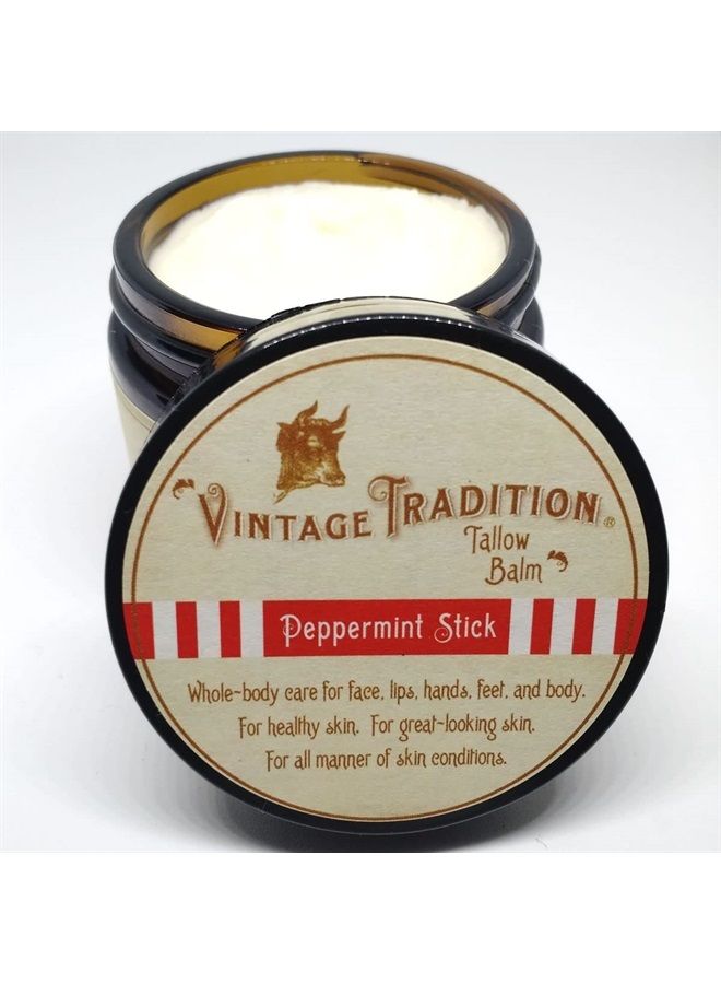 vintage tradition Beef Tallow All Purpose Balm – Healing, Hydrating Peppermint Oil Skin Care Salve Replaces Body Lotion, Hand Cream, More – Essential Oil, Olive Oil, and Grass-Fed Tallow by Vintage Tradition, 2 fl. oz. - Image 1