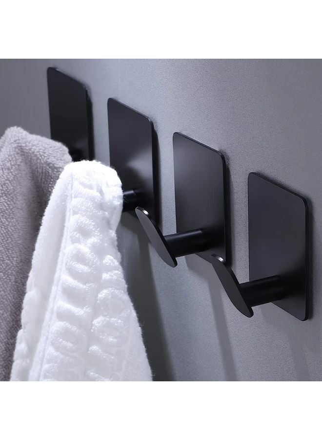 Black With Silvery Modern Stainless Steel Adhesive Towel Hooks No Drill Wall Mount - Image 2