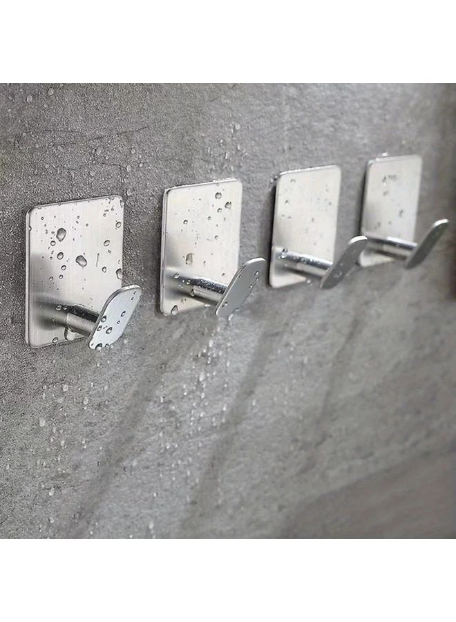 Black With Silvery Modern Stainless Steel Adhesive Towel Hooks No Drill Wall Mount - Image 5