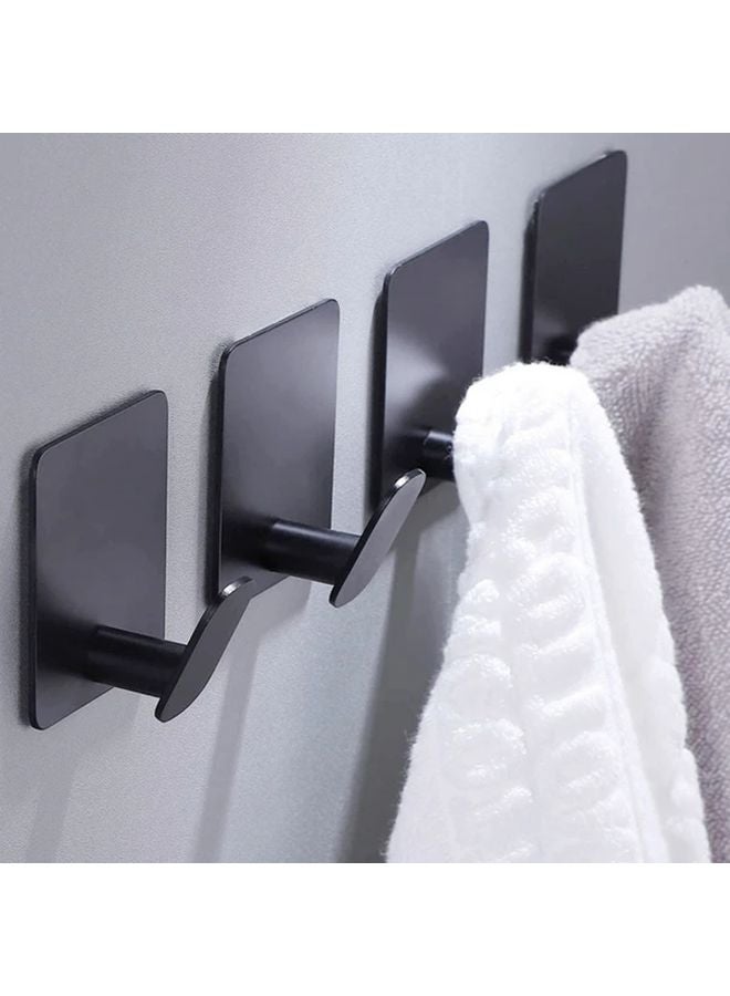 Black With Silvery Modern Stainless Steel Adhesive Towel Hooks No Drill Wall Mount - Image 4