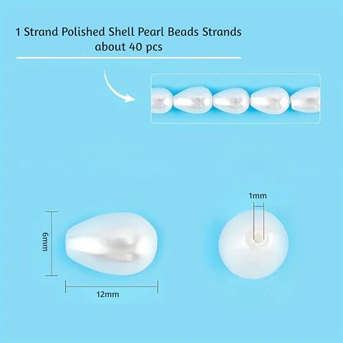 INDIKONB Glass Tear Drop Beads 8x11mm for Bracelet & Jewellery Making | AAAAA Offwhite Drop Shaped Glass Beads Bulk Pack - Image 3
