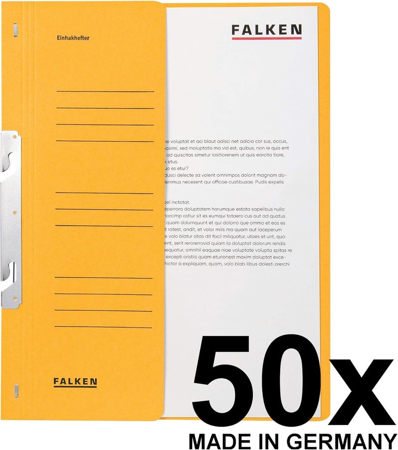 FALKEN Exacompta - Ref 80000672001F - FALKEN - Hook-In Top-Down Flat Files - A4 (210 x 297mm) in Size, Half Cover for Identification, 250gsm Recycled Manilla - Yellow (Pack of 50) - Image 3