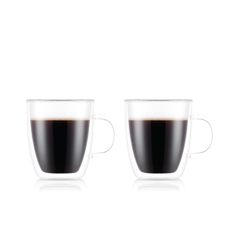 Bodum 15oz Bistro Double Wall Insulated Mug, High-Heat Borosilicate Glass, Set of 2, Clear - Image 2
