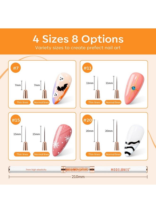 modelones Nail Art Brushes Super Fine Thin Liner Nail Brush Set Sizes 7111520Mm For Nail Gel Polish Painting Designs With Acrylic Rhinestone Handle Gift For Women - Image 3