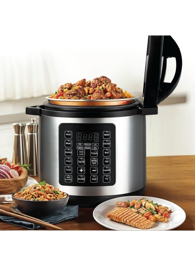ويننج ستار قدر ضغط كهربائي رقمي متعدد الوظائف من وينينج ستار، قدر بخار ذكي سعة 8 لتر، قدر أرز، قدر طهي بطيء، قدر سوتيه، حساء، زبادي - Image 2