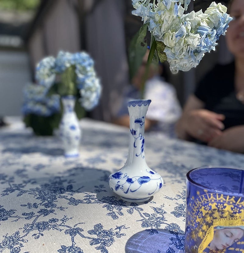 LoveCat Chinese Ceramic Vase Set - Small Blue and White Porcelain Vases, Fambe Glaze Porcelain Vases Set of 3, Classic Ceramic Flower Vases for Home Table,Bookshelf, Cupboard Décor - Image 4