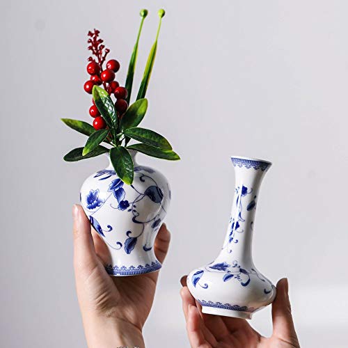 LoveCat Chinese Ceramic Vase Set - Small Blue and White Porcelain Vases, Fambe Glaze Porcelain Vases Set of 3, Classic Ceramic Flower Vases for Home Table,Bookshelf, Cupboard Décor - Image 3
