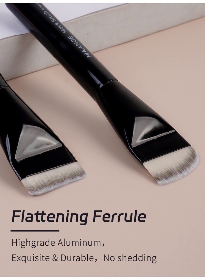 MAANGE 2Pcs Flat Foundation Brush, Angle Foundation Brush, Face Mask Brush Makeup Spatula Facial Brush for Liquid Foundation Mask, Premium Face Makeup Brush for Blending Cream - Image 4