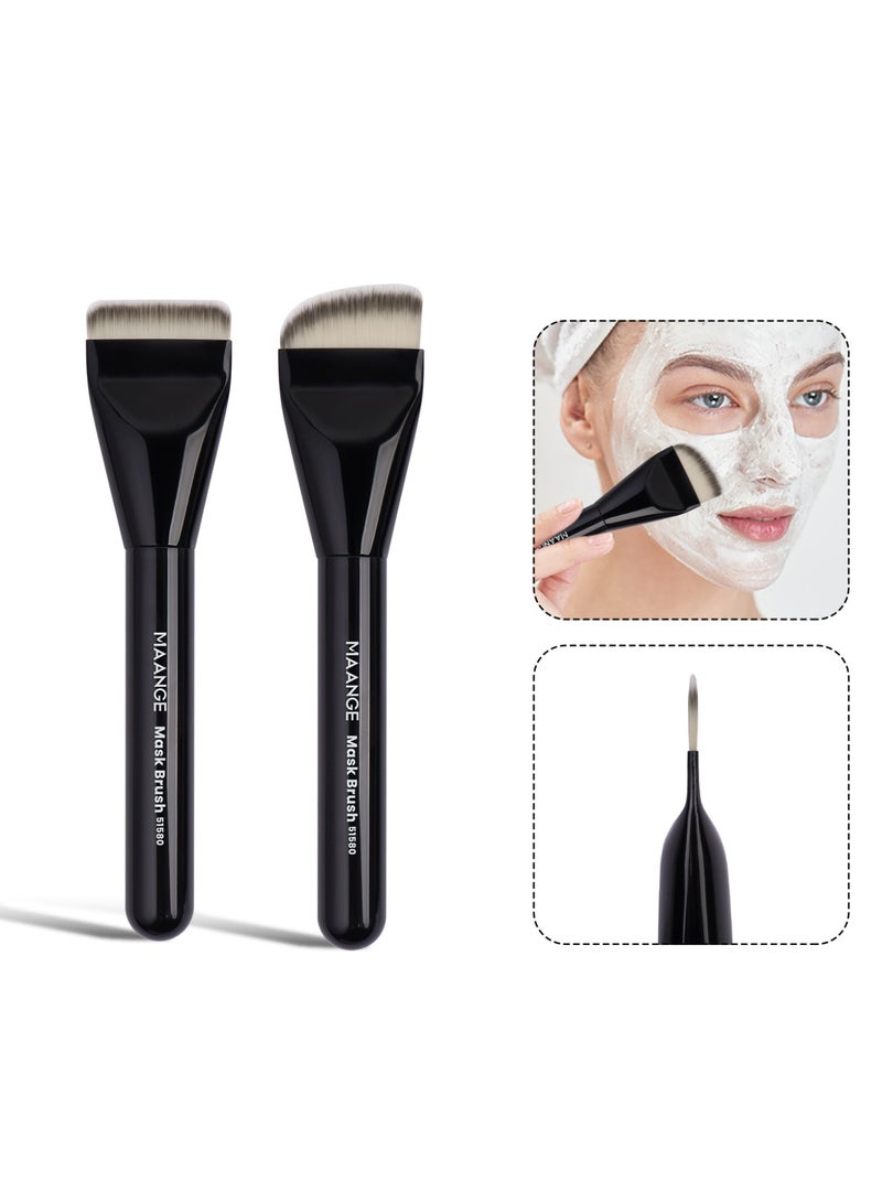 MAANGE 2Pcs Flat Foundation Brush, Angle Foundation Brush, Face Mask Brush Makeup Spatula Facial Brush for Liquid Foundation Mask, Premium Face Makeup Brush for Blending Cream - Image 1