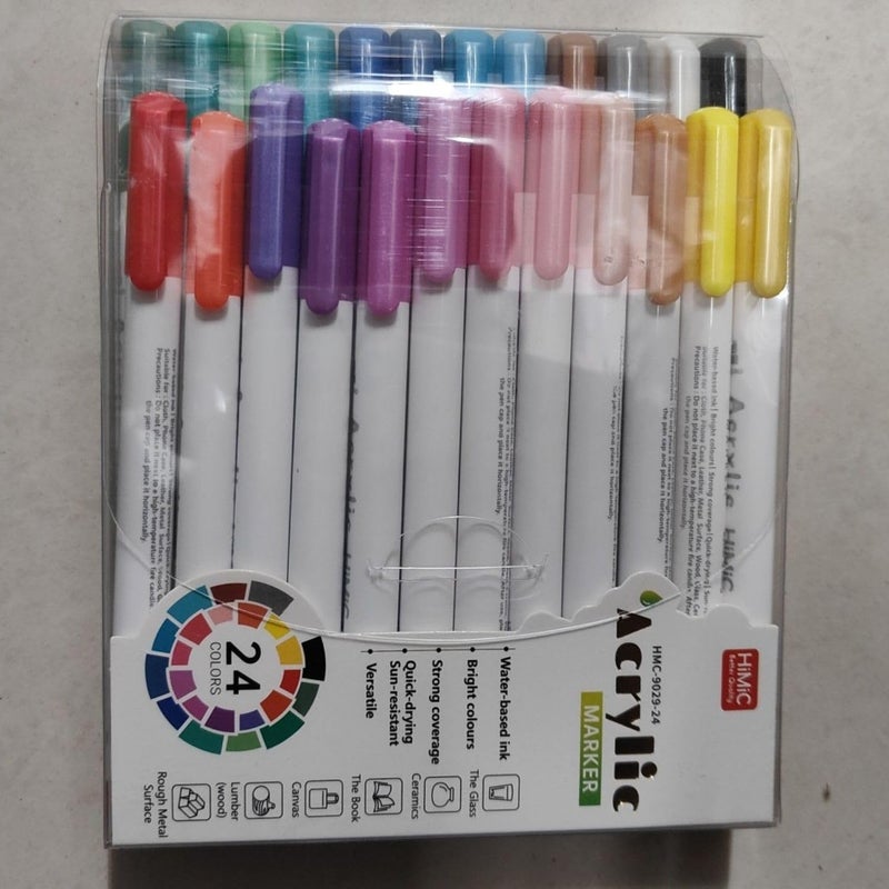 PROBABE Acrylic 24-Piece Color marker Sketch pens for Beginners, Ideal for Coloring Books, DIY Crafts, School Art Supplies - Image 1