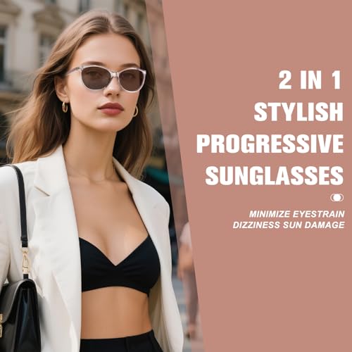 YUKANG Progressive Multifocal Sunglasses for Women Men, Multifocus Sun Readers Outdoor Reading Sunglasses Women's with UV400 LBrown 1.5 - Image 5