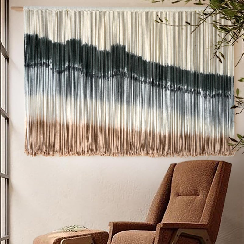 IOWER Reinforced edge Large Macrame Wall Hanging Dip Dye Craftsmanship Fiber Yarn Wall Art Boho Wall Decor Home Decor 57''W x 35''L Quick use-switch compatible build - Image 1