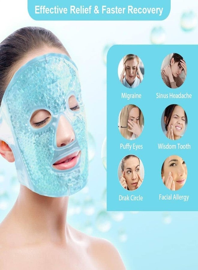 DORPUT Ice Face Mask for Women - Hot & Cold Therapy Gel Bead Full Facial Mask with Eye Holes & Plush Backing for Migraine, Headache Relief, and Stress Relief - Image 2