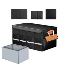 Car Trunk Organizer, Large Collapsible Trunk Organizer with Waterproof bag, Car Trunk Organizer with Lid, Adjustable Straps and Non Slip Bottom, for SUV Auto Truck Van, Black